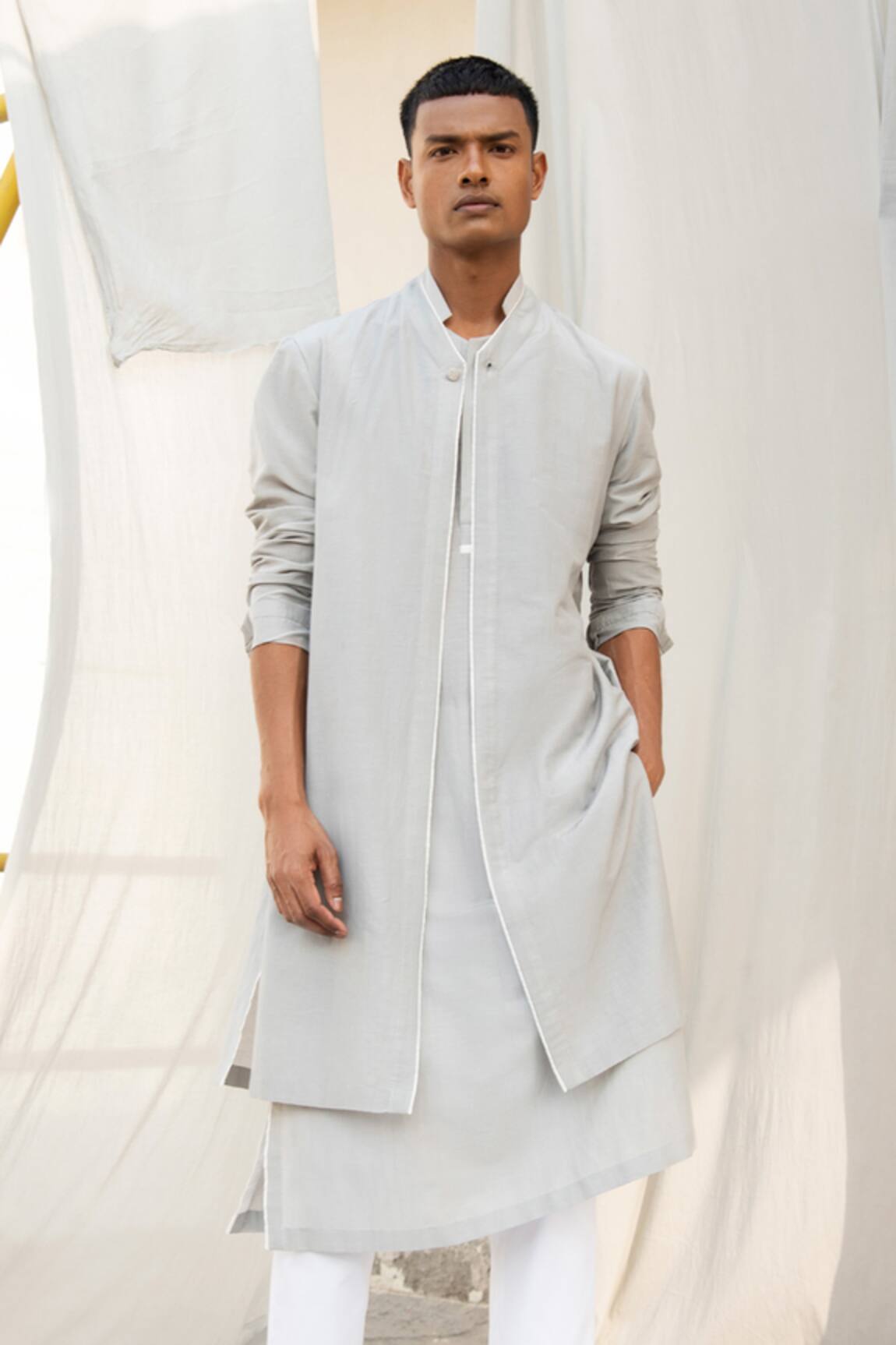 Antar Agni Cotton Silk Layered Kurta