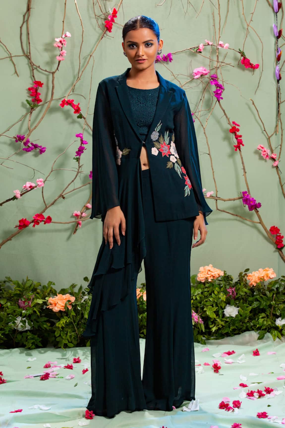Miku Kumar Embroidered Jacket & Palazzo Pant Set