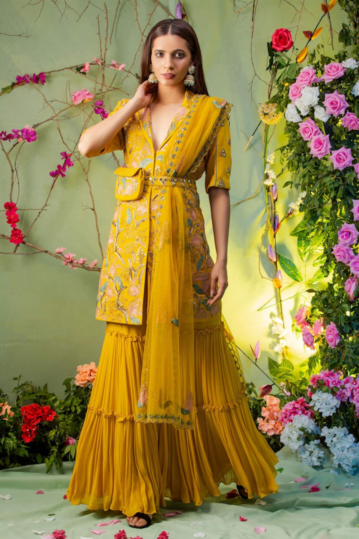 Miku Kumar Embroidered Kurta & Gharara Set