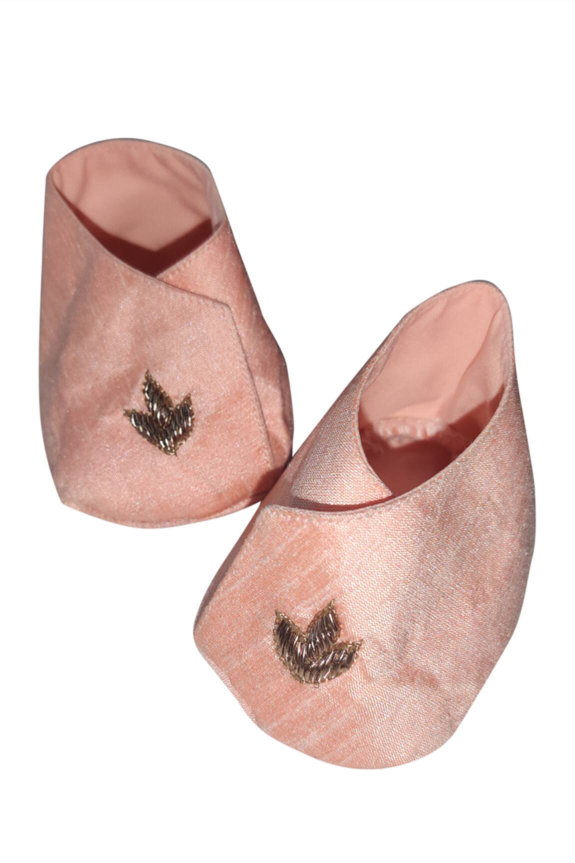Maaikid Overlap Floral Motif Embroidered Booties 