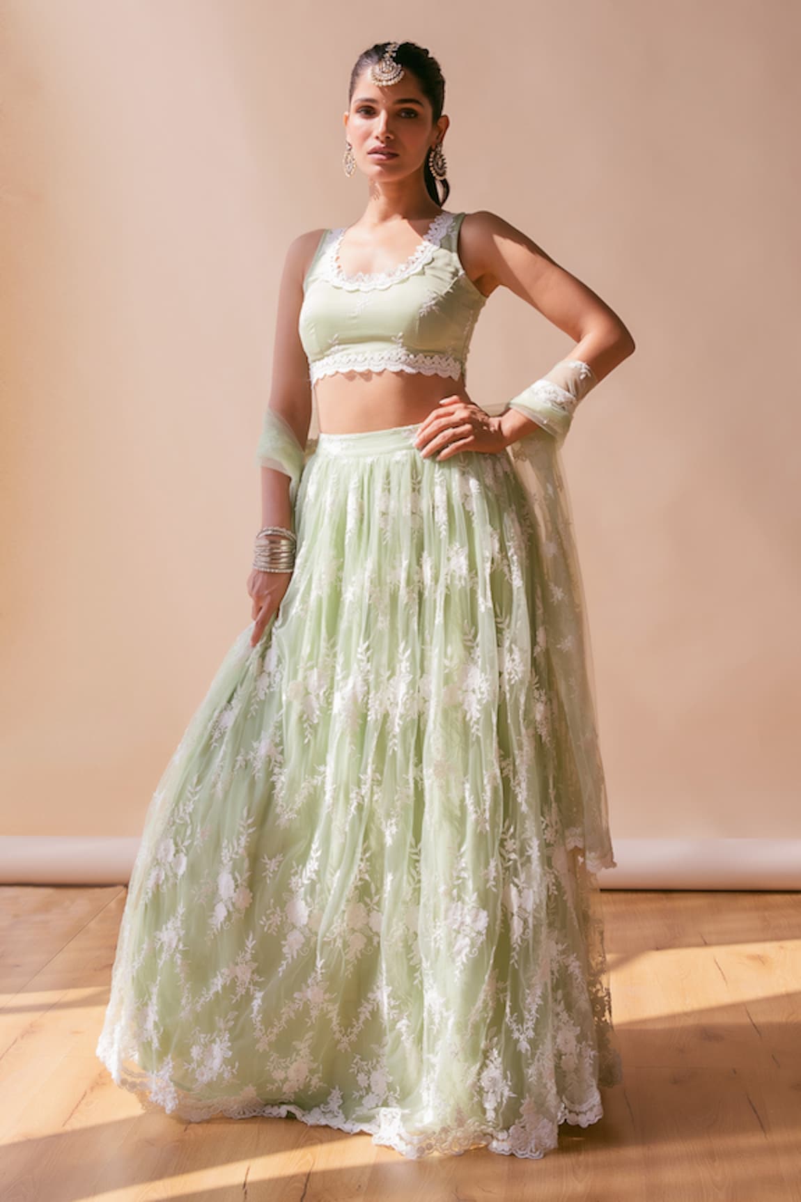 Mulmul Almora Embroidered Lehenga Set