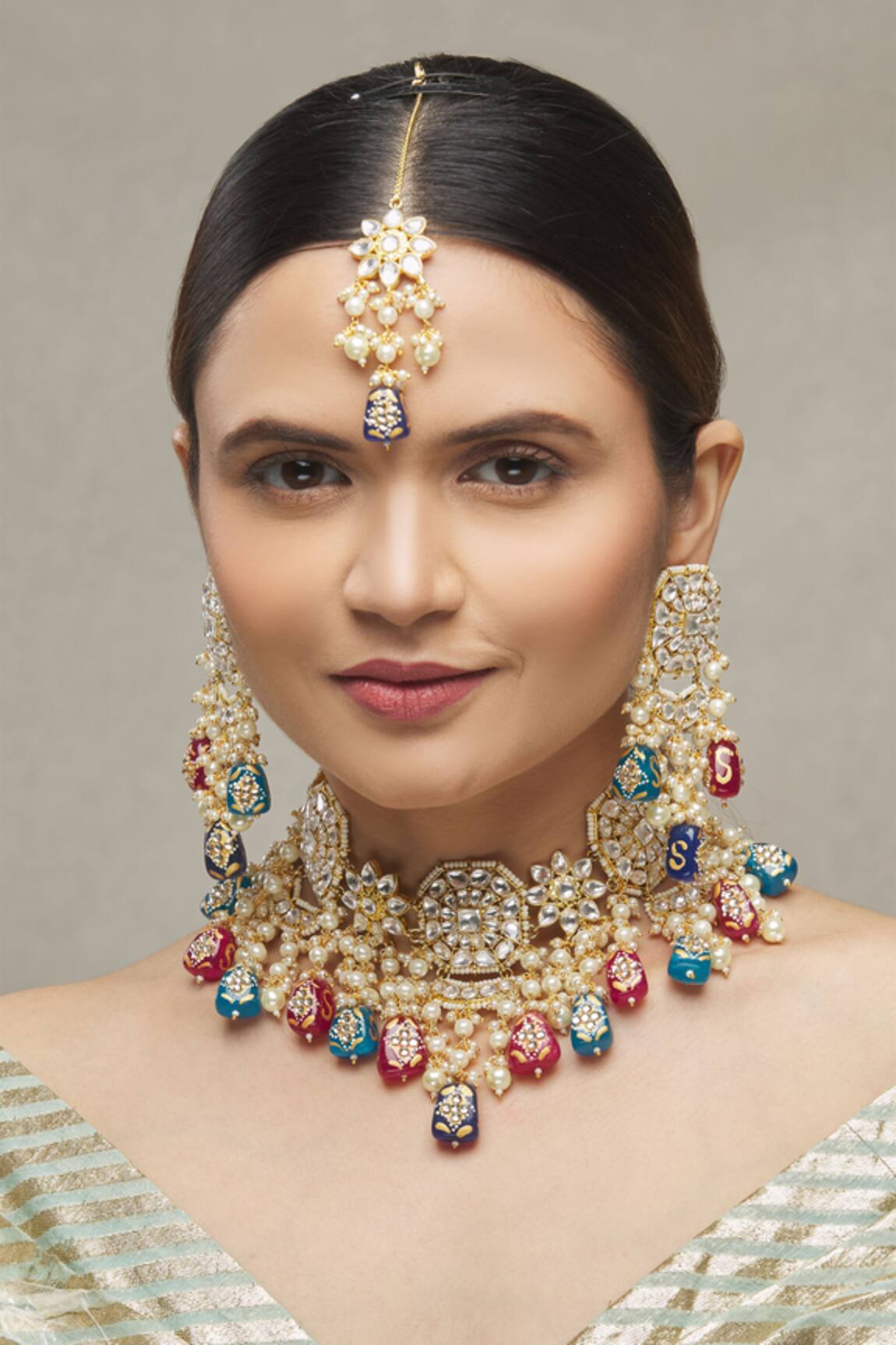 Moh-Maya By Disha Khatri Kundan Meenakari Choker Set