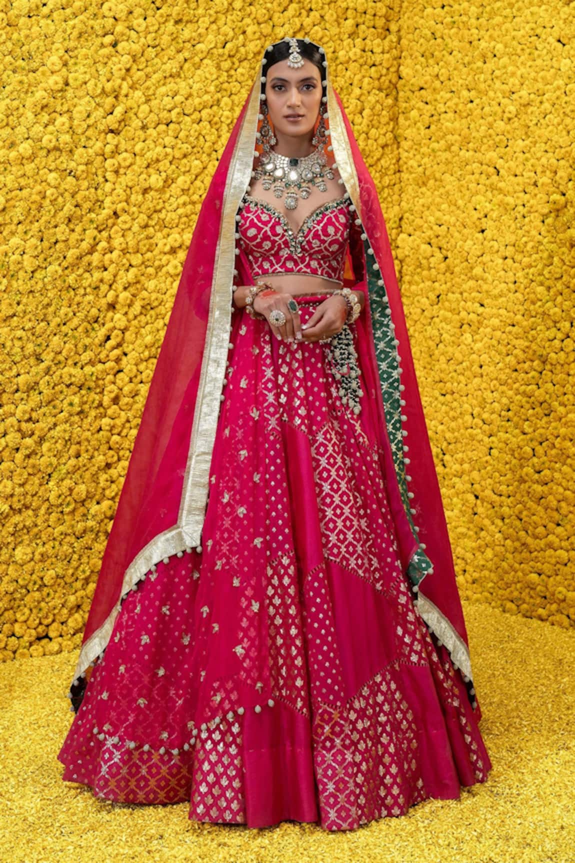 Mahima Mahajan Pia Banarasi Chanderi Bridal Lehenga Set 