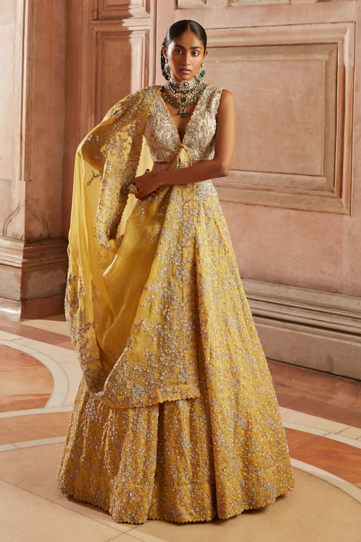 Mrunalini Rao Taara Pearl Embroidered Bridal Lehenga Set