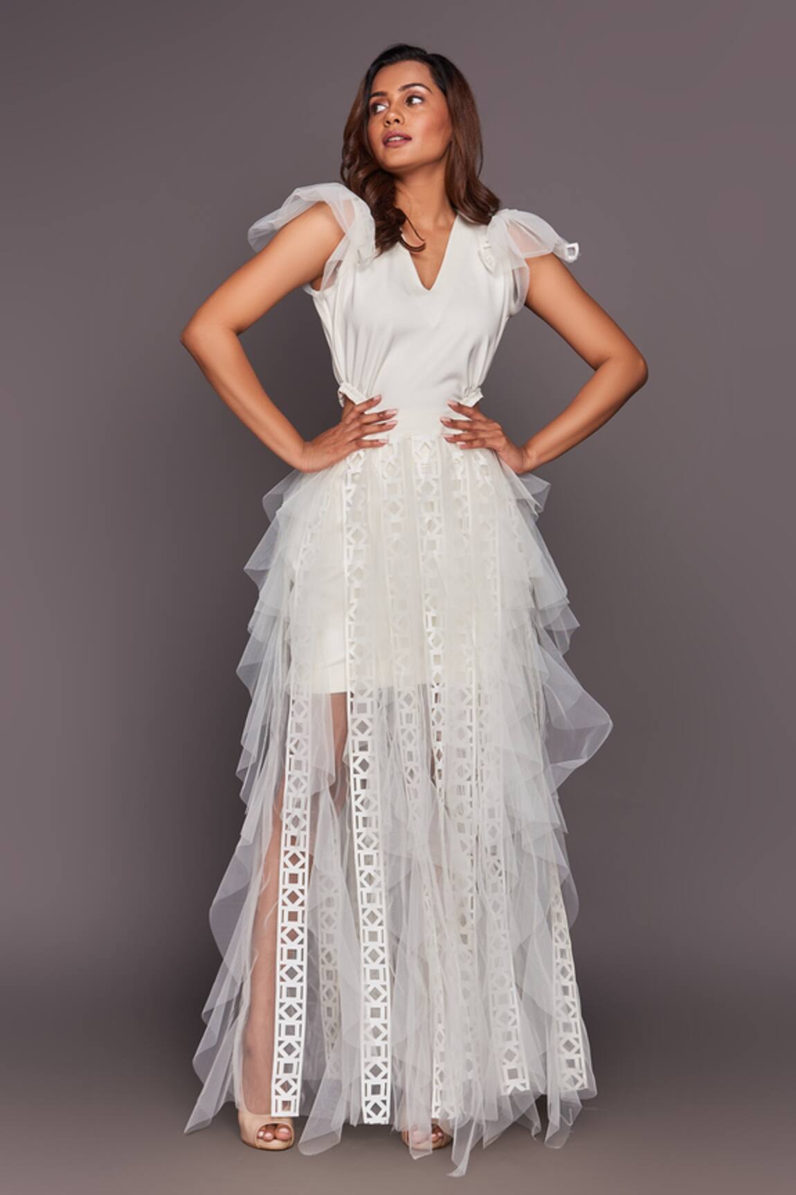 Deepika Arora Ruffle Gown With Belt
