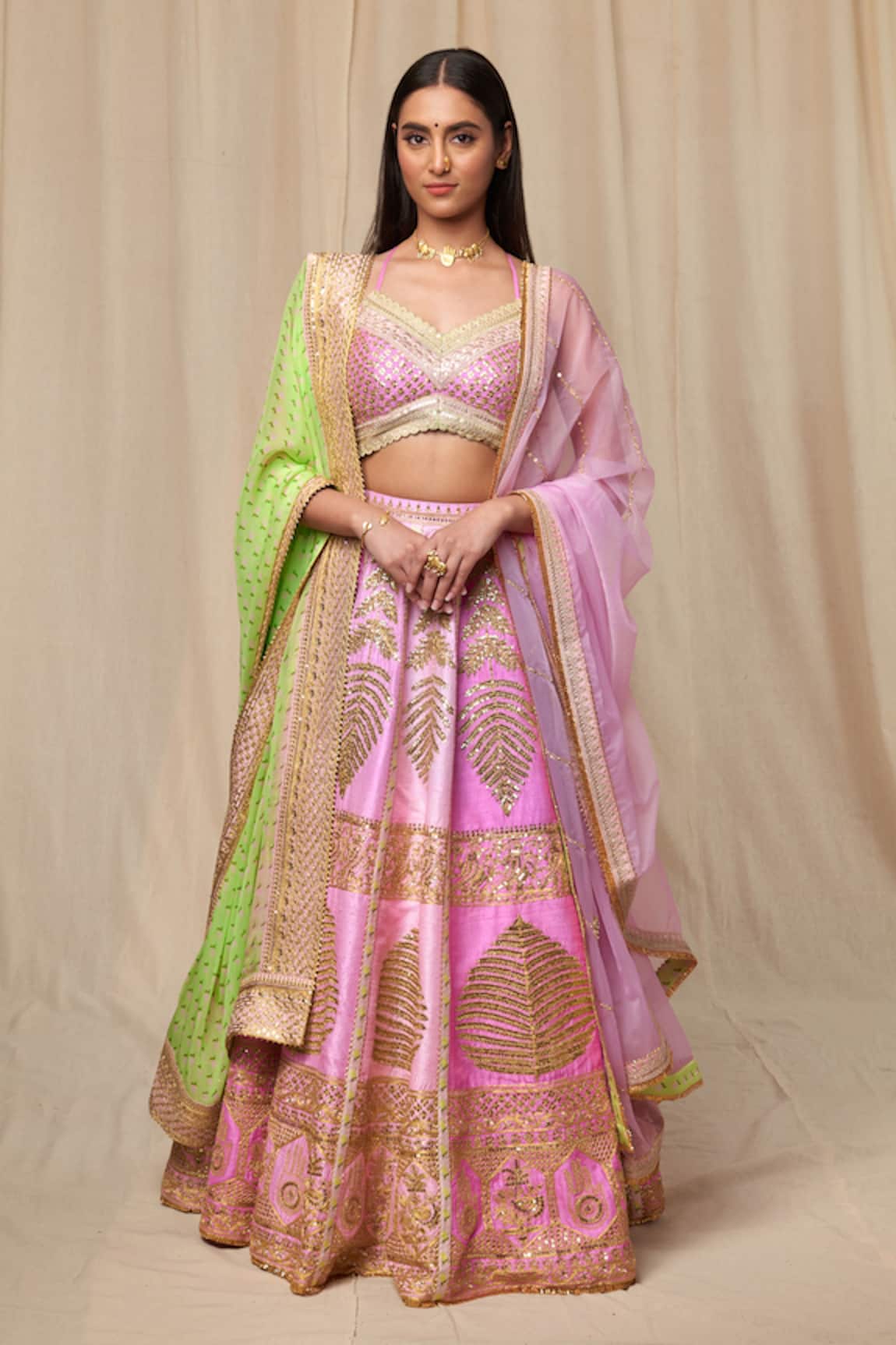 Masaba Barfi Paan-Patti Embroidered Lehenga Set With Shrug 