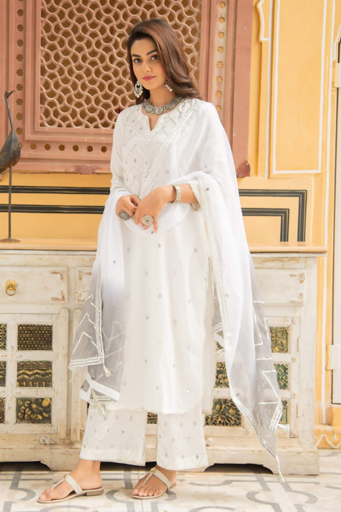 Maison Shefali Mirror Embellished Kurta Set