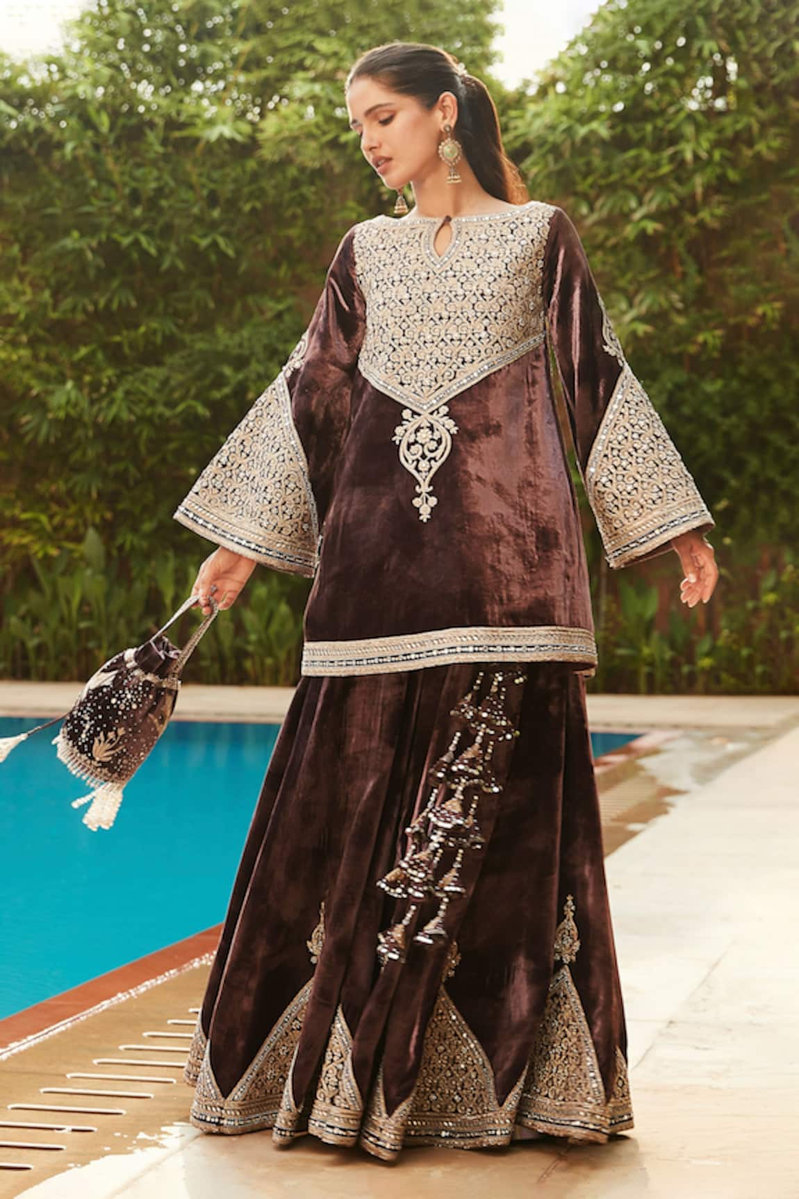 Matsya Royal Persian Temple Velvet Sharara Set