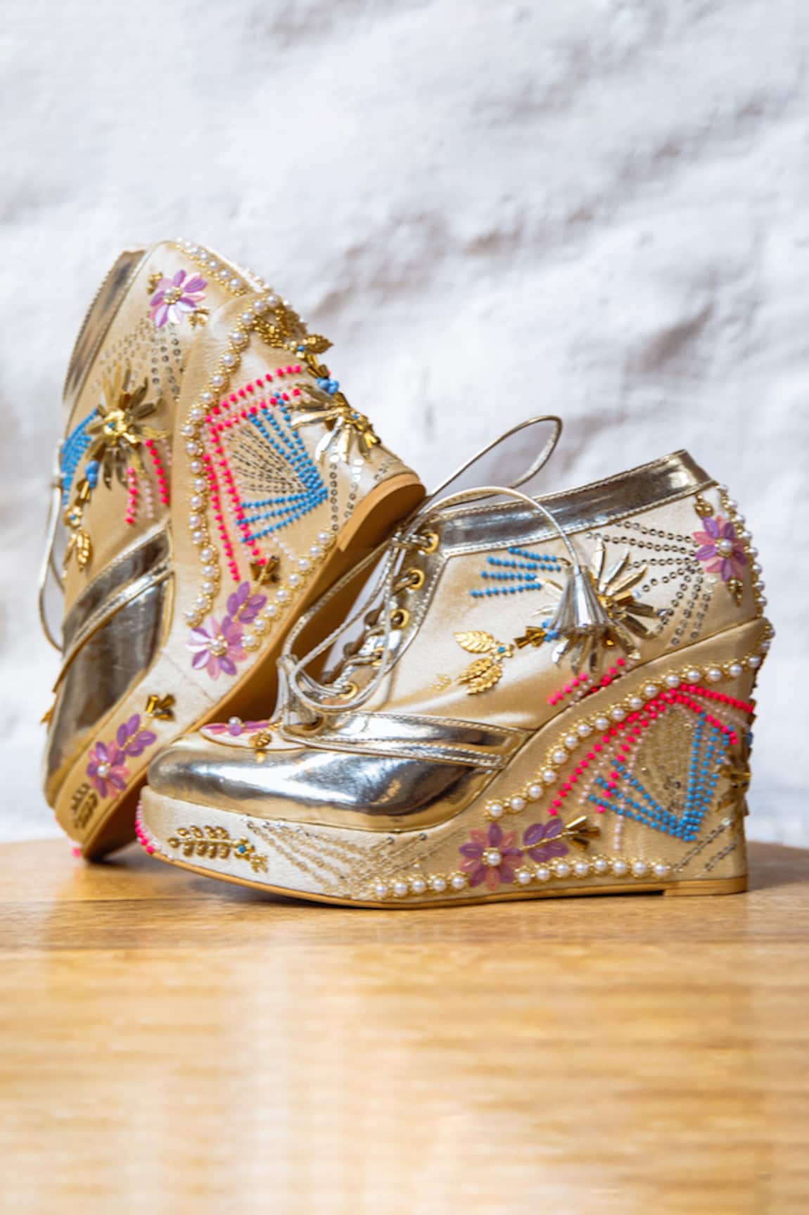 Tiesta Embroidered Sneaker Wedges