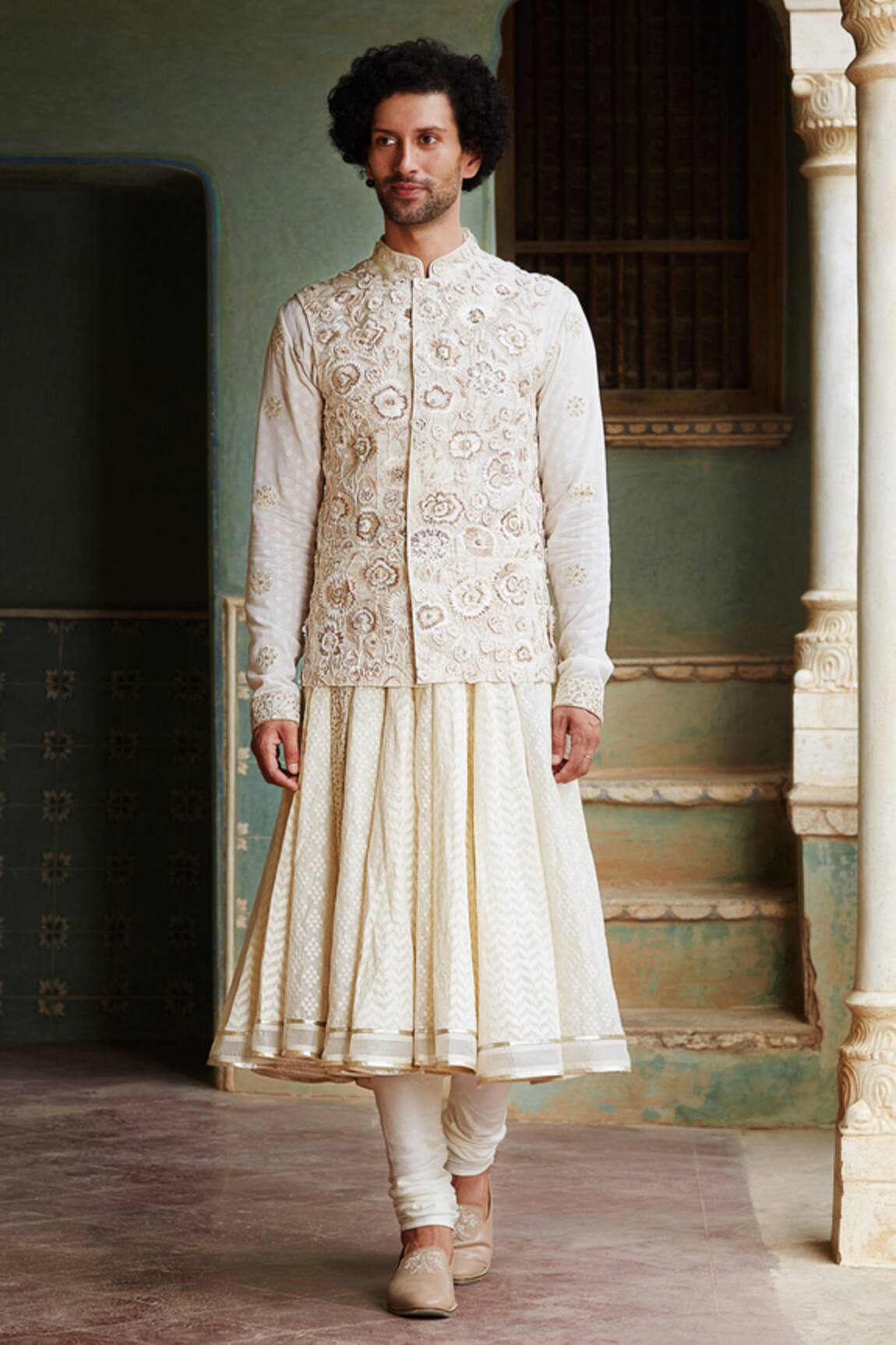 Rahul Mishra  Silk Organza Bundi & Angrakha Set