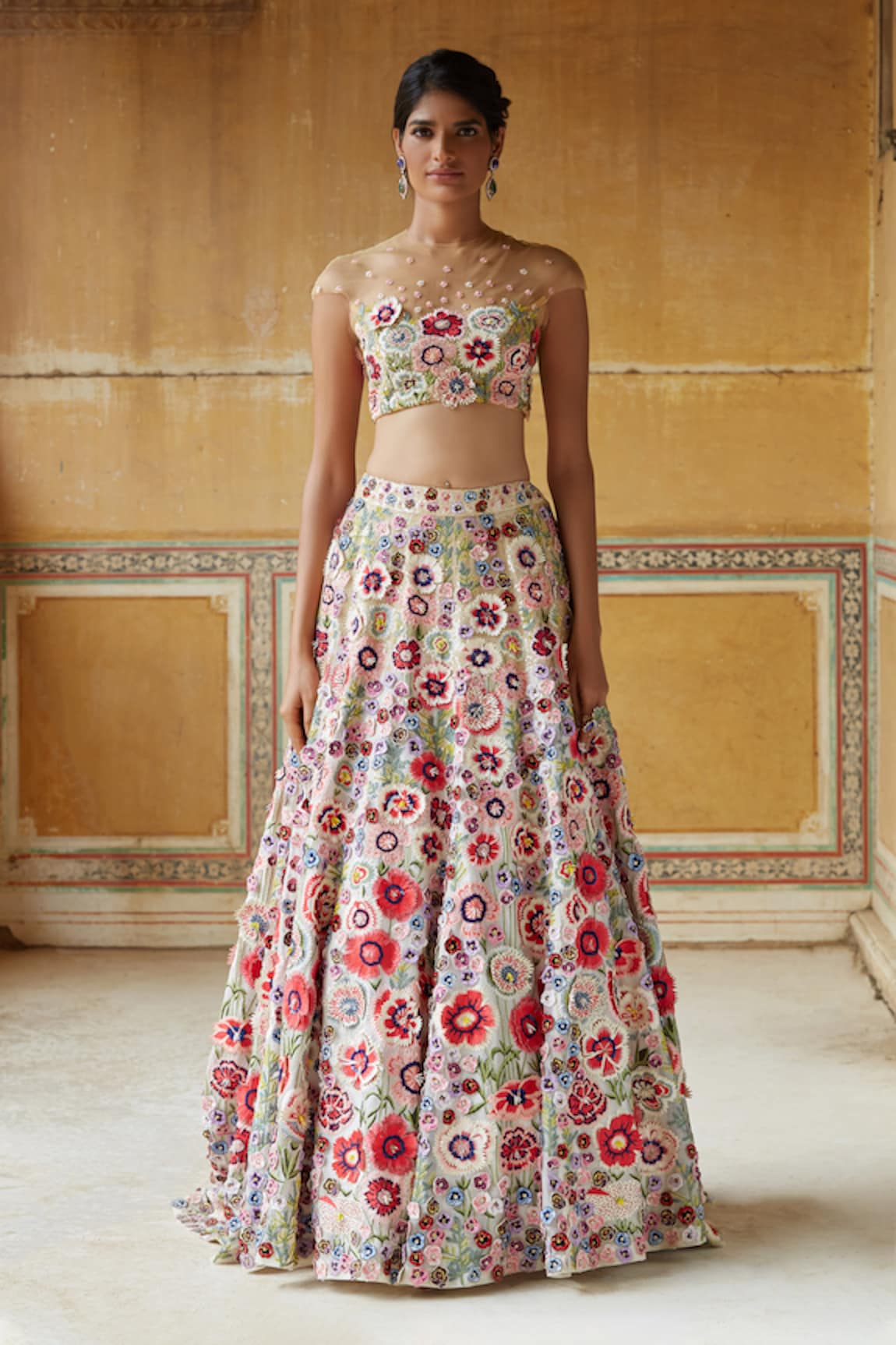 Rahul Mishra Embellished Crop Top & Lehenga Set