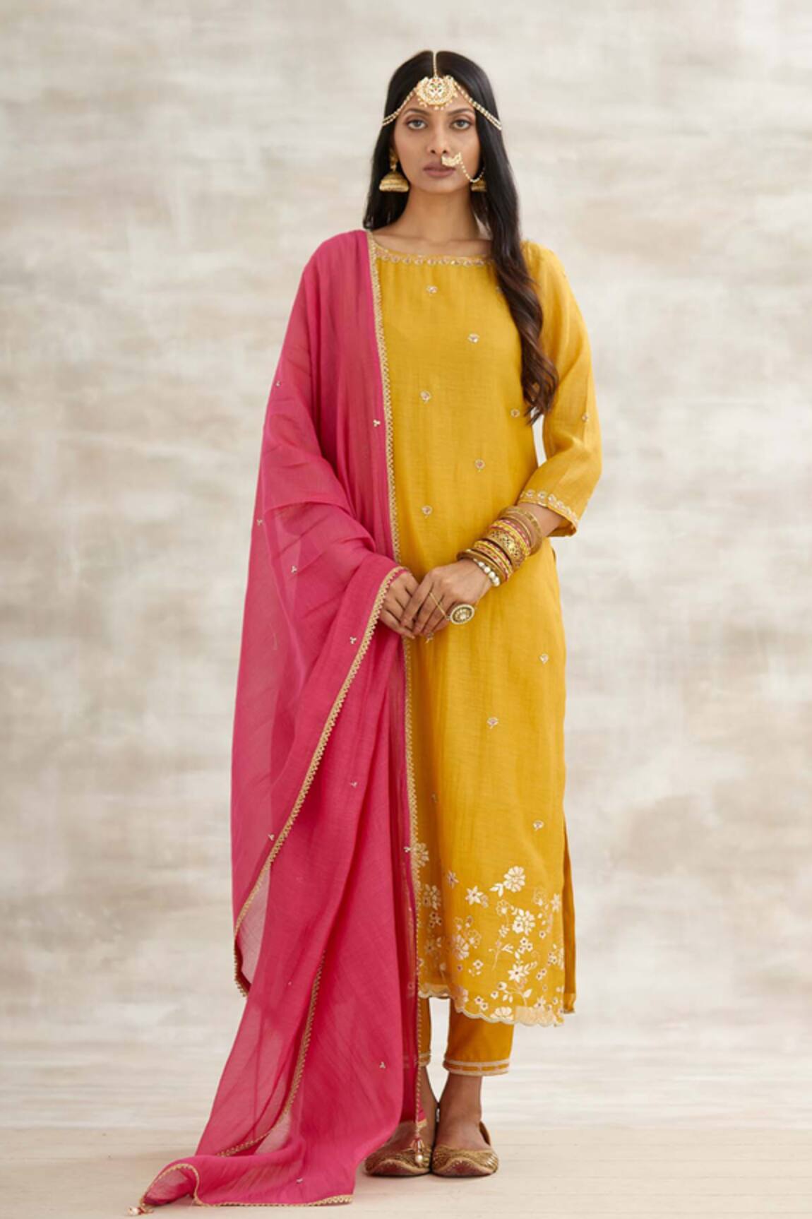 Mandira Wirk - Indian Embroidered Chanderi Kurta Set