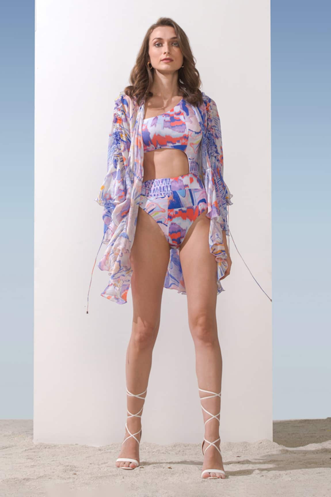 Mandira Wirk Marble Print Bodysuit With Overlay