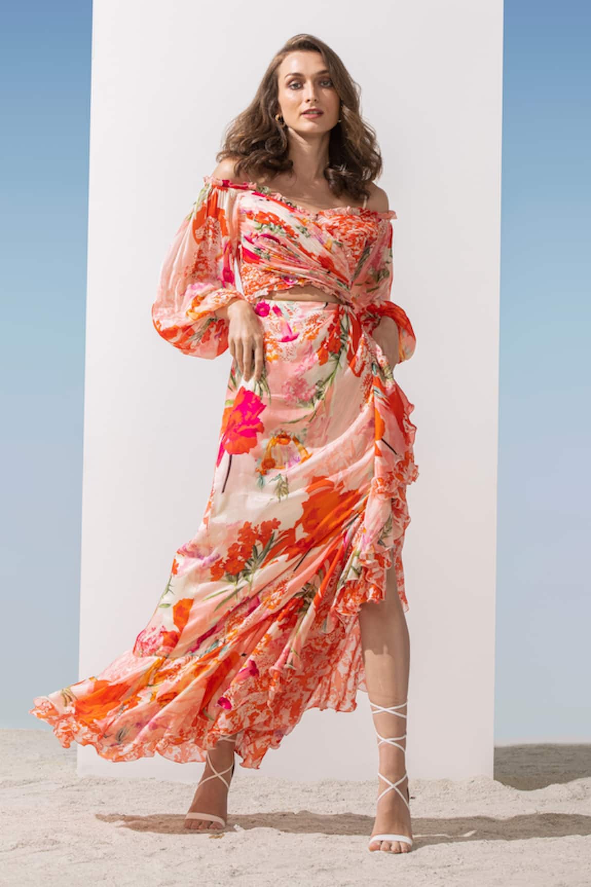 Mandira Wirk Resort Frill Hem Floral Print Dress 