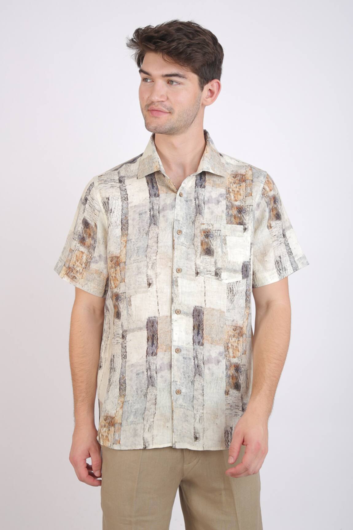 Linen Bloom Marble Print Shirt 