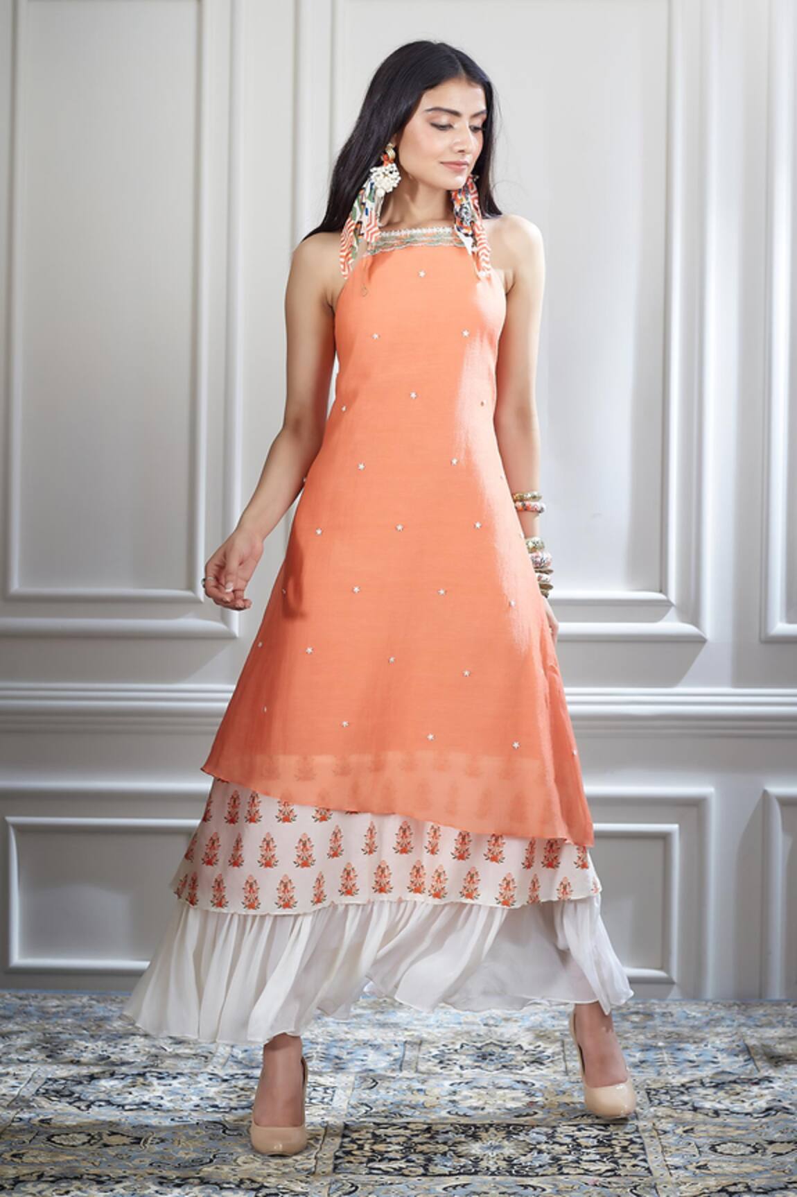 Mandira Wirk - Indian Printed Layered Dress