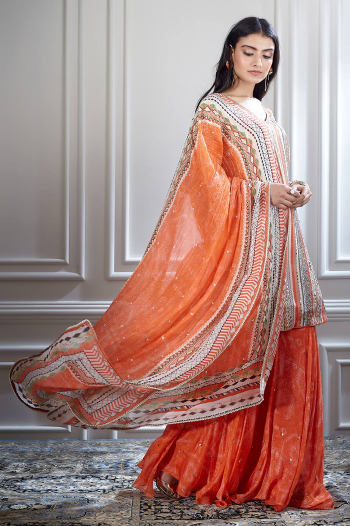 Mandira Wirk - Indian Chanderi Kurta & Sharara Set