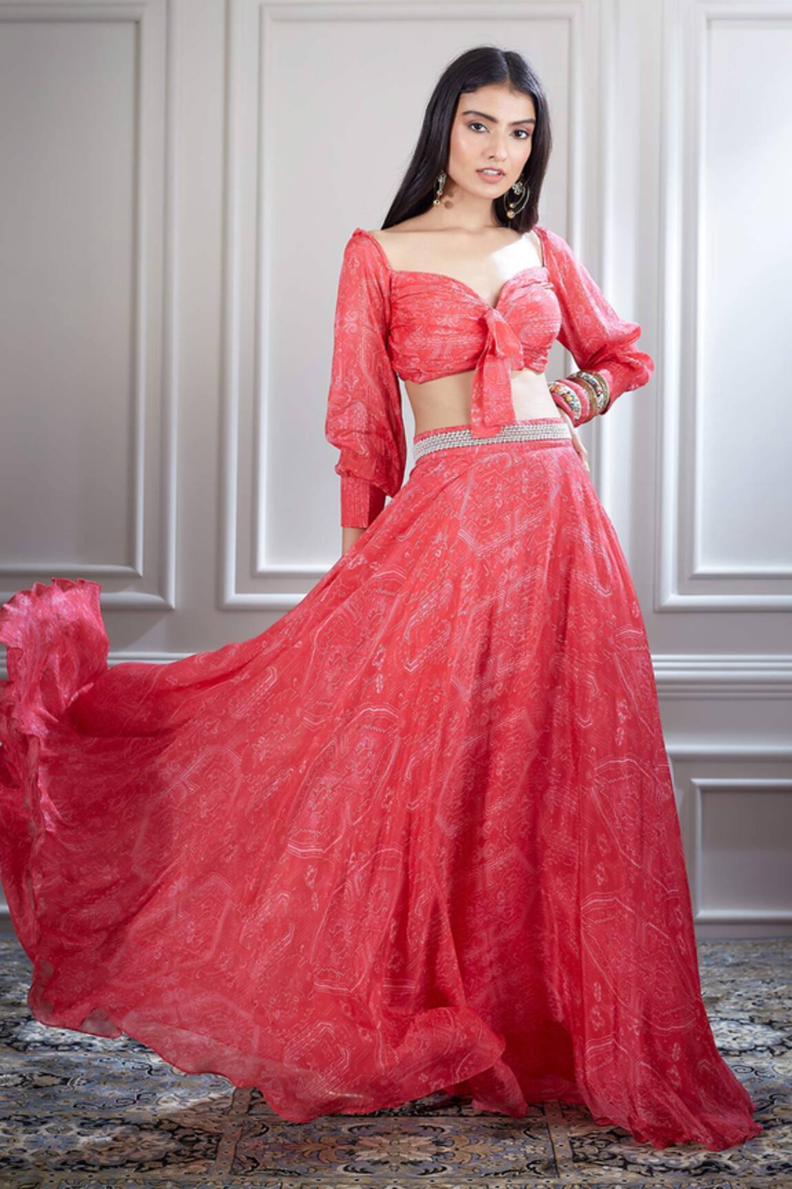 Mandira Wirk - Indian Printed Lehenga Set