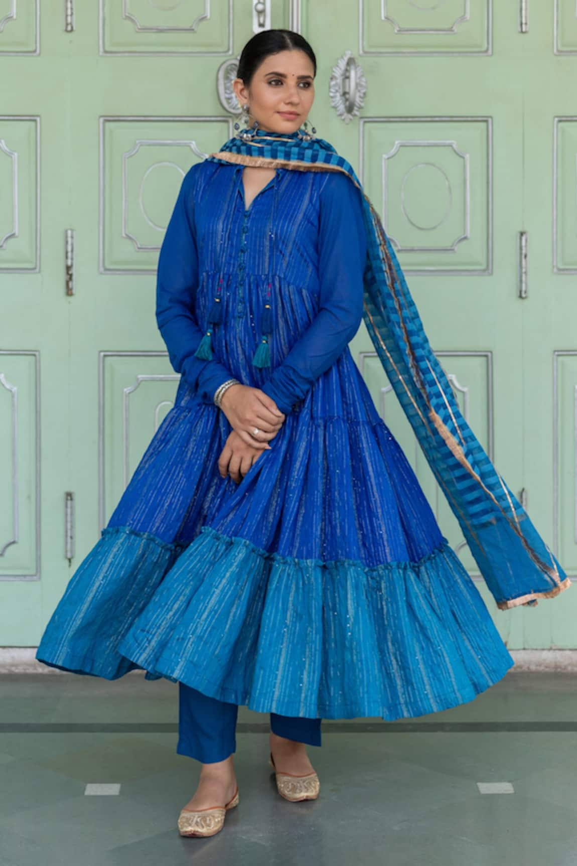 Myaara Gathered Tiered Anarkali Set 