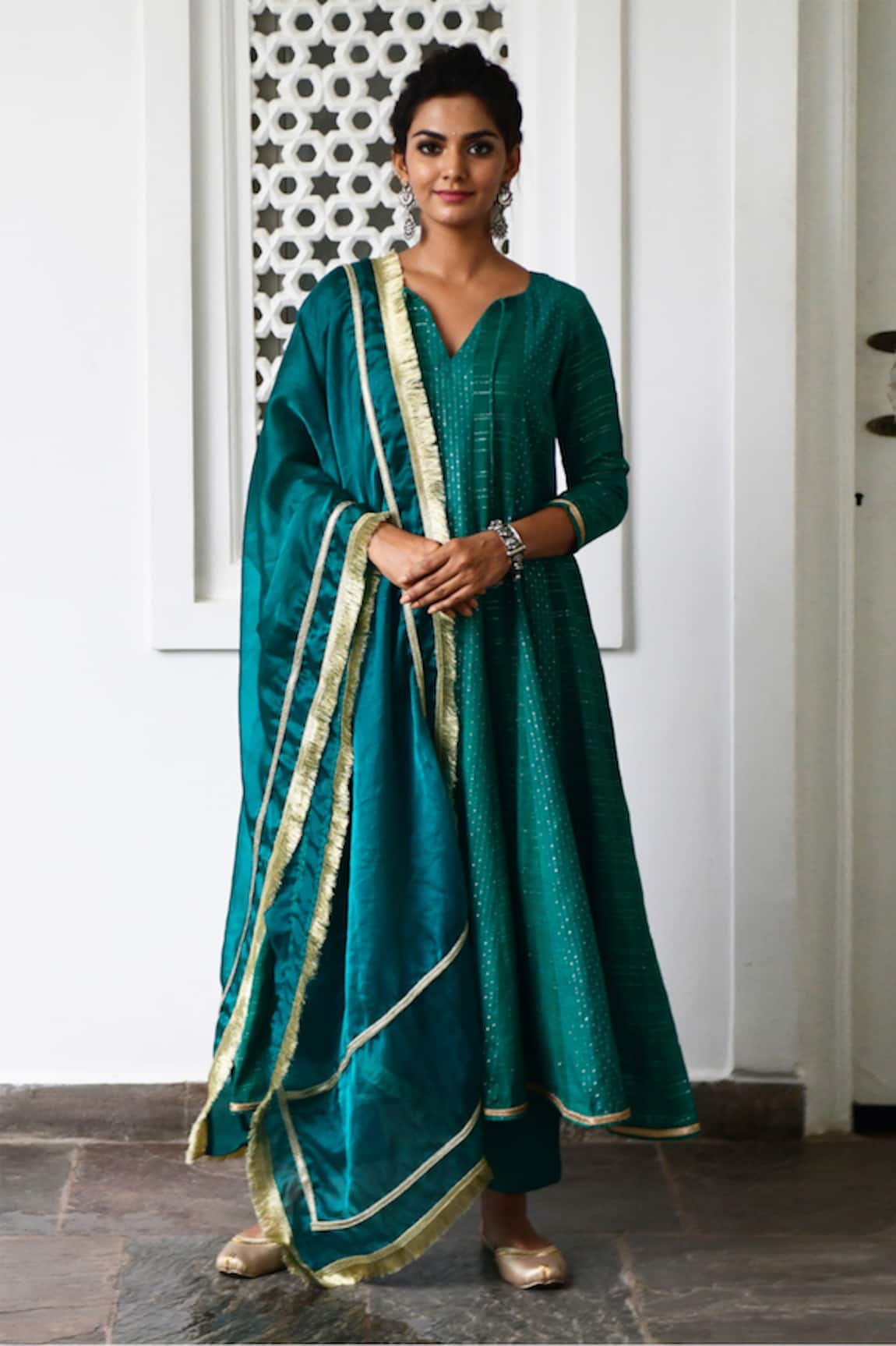 Myaara Striped Anarkali Set