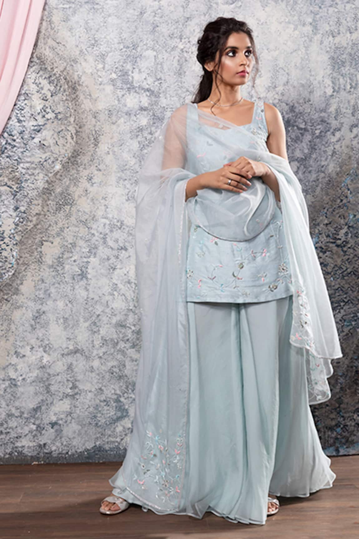 Nayantaara Embroidered Silk Kurta Gharara Set