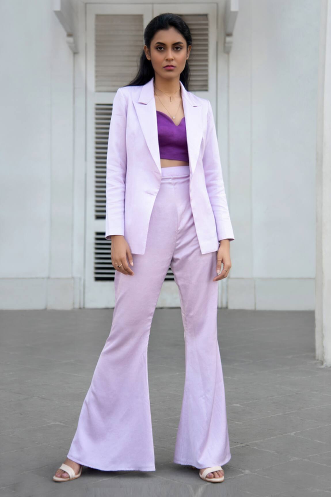 Nayantaara Single Breasted Blazer with Bell Bottom Pant Set