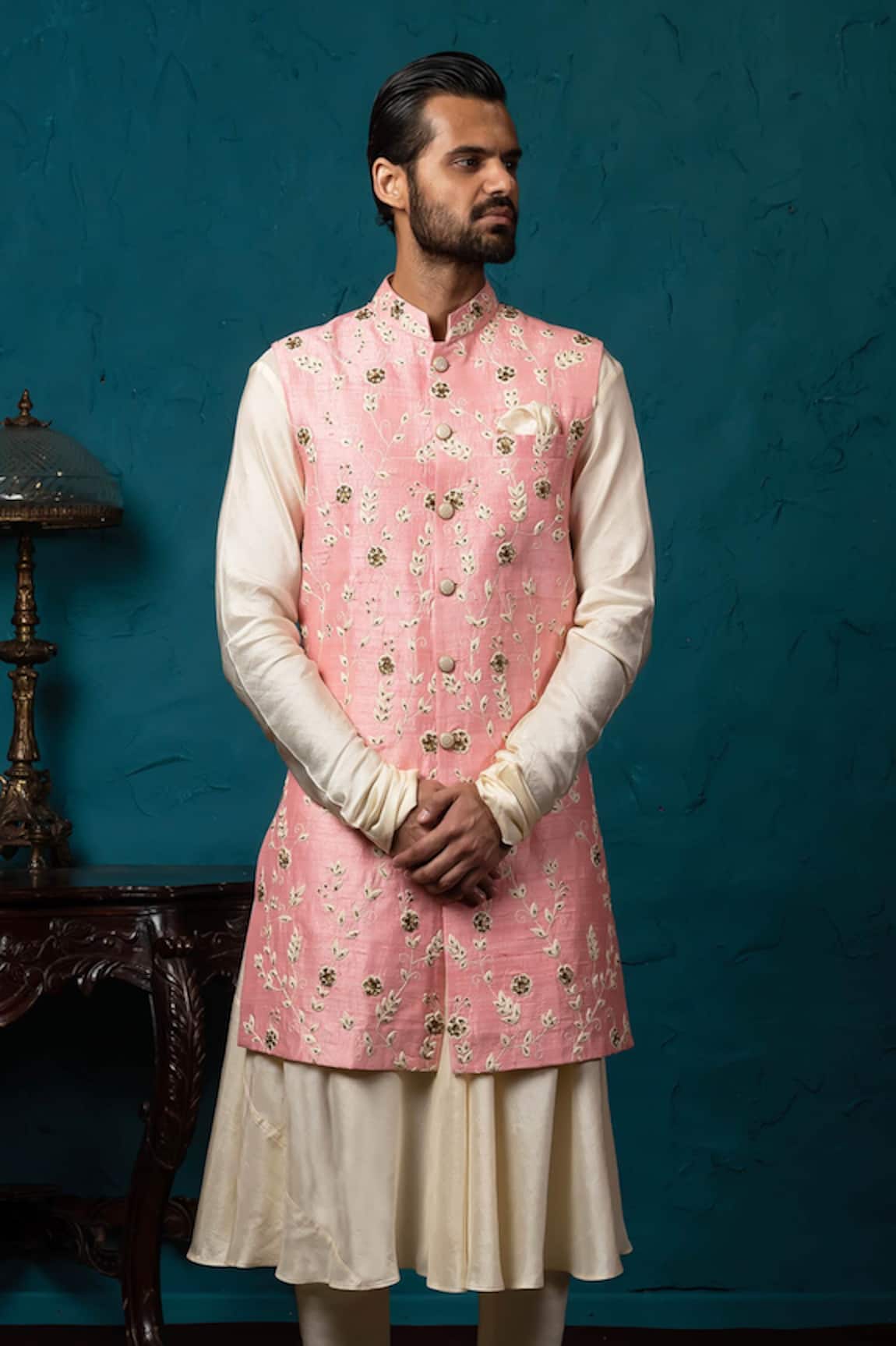 Nautanky Silk Embroidered Bundi & Flared Kurta Set 