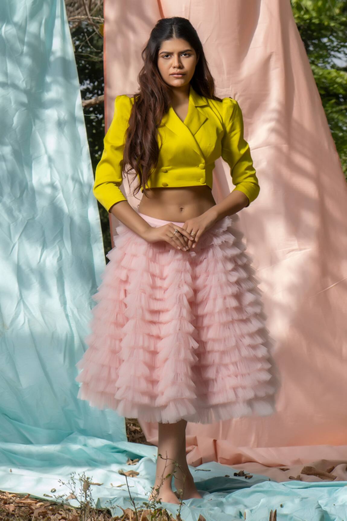 Nayantaara Cropped Blazer & Tulle Skirt Set 