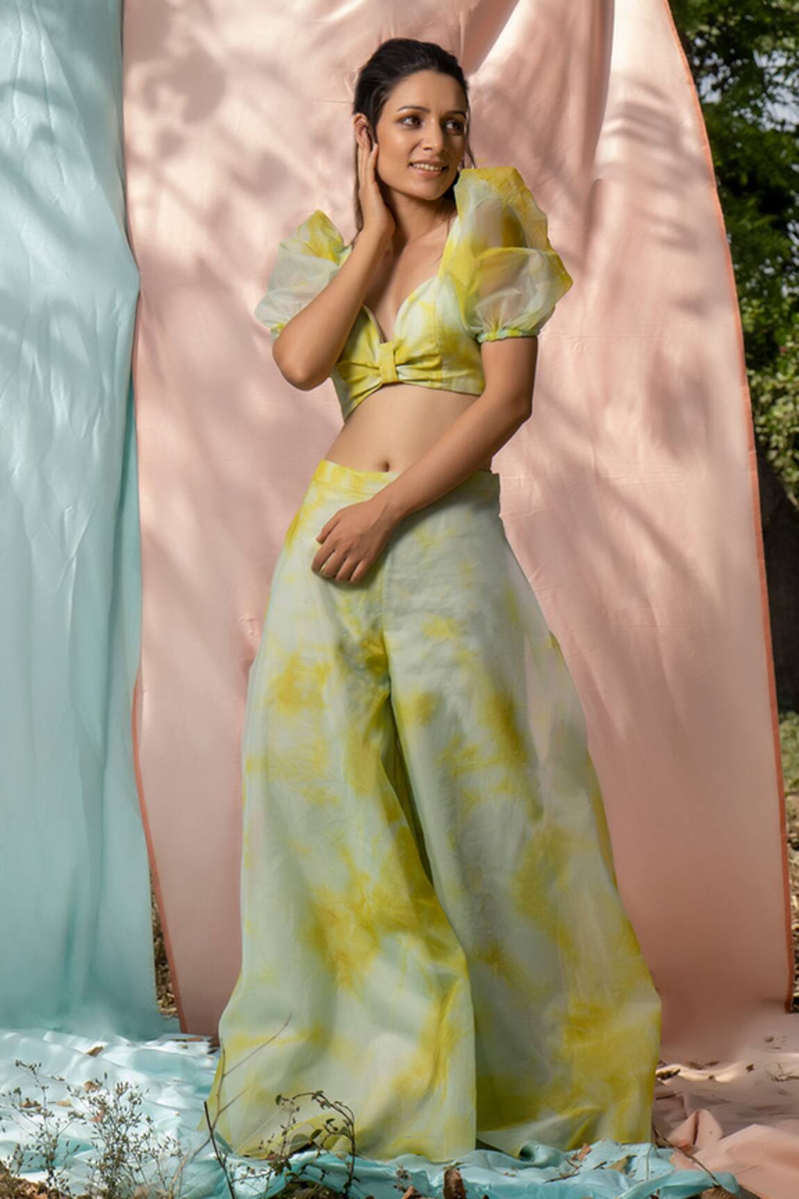 Nayantaara Tie-Dye Blouse & Palazzo Set