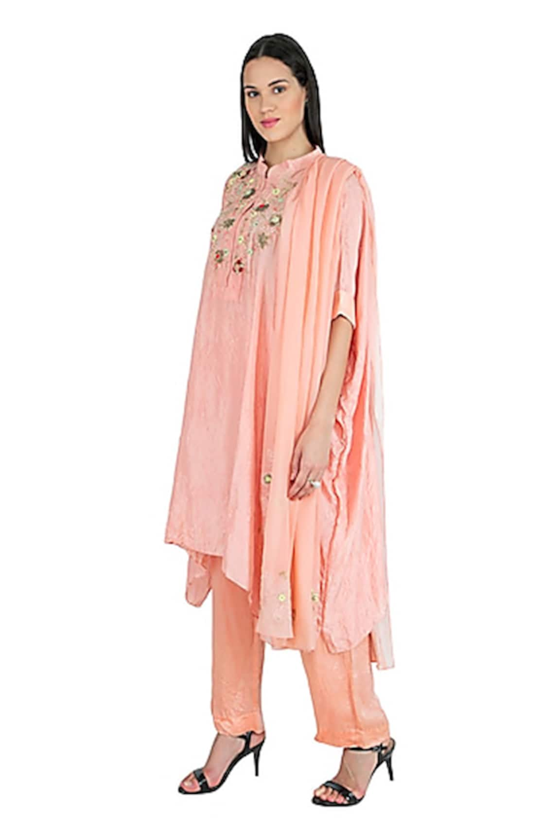 Nineteen89 Silk Draped Kaftan Pant Set