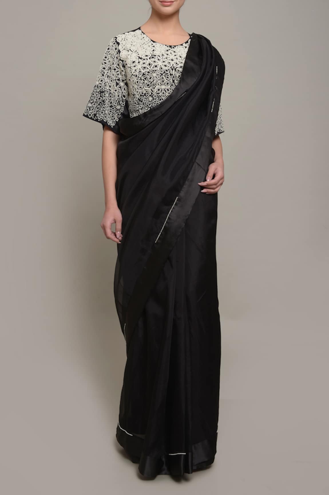 Nineteen89 Organza Saree with Embroidered Blouse