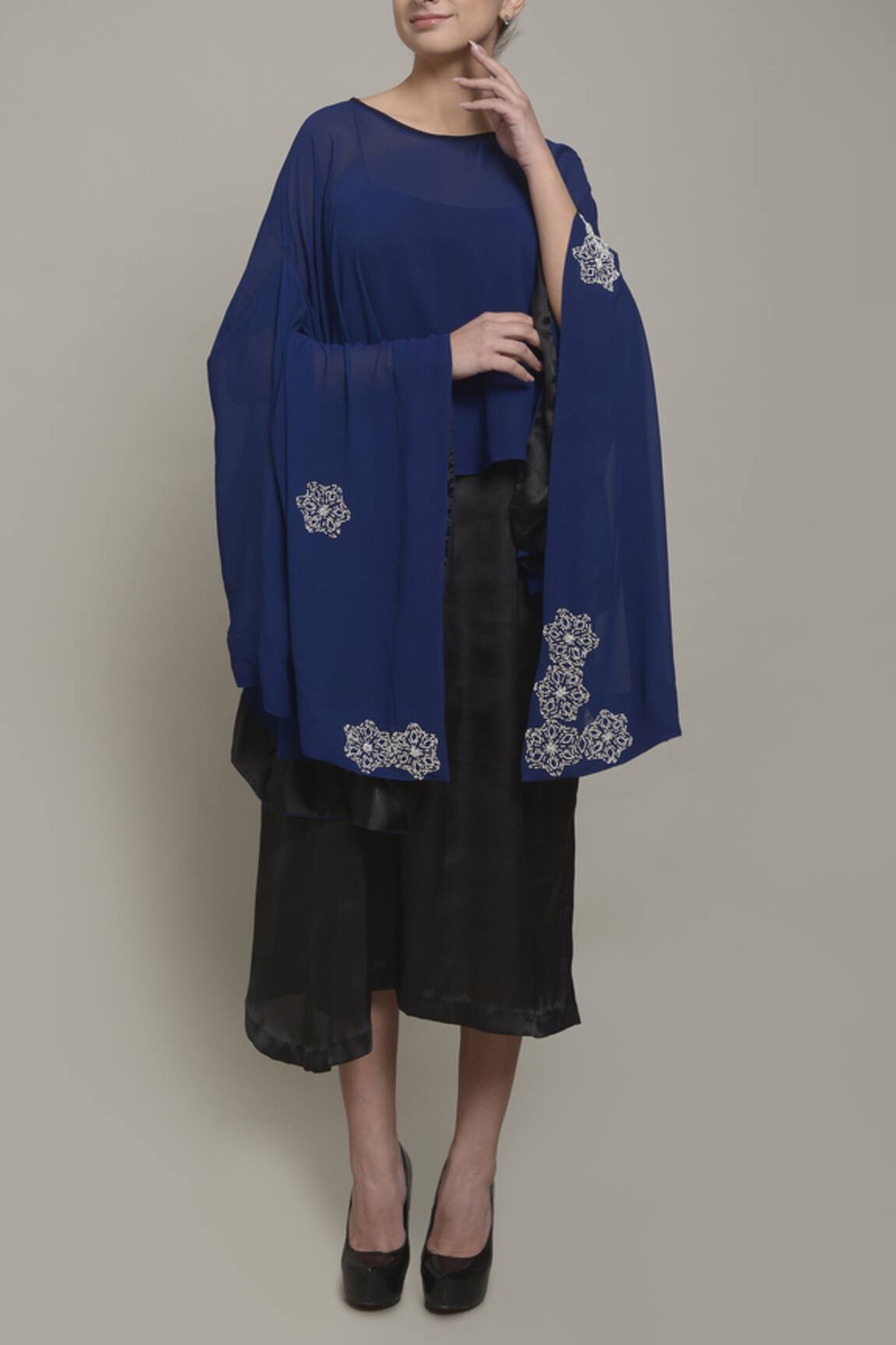 Nineteen89 Slip Dress with Embroidered Cape