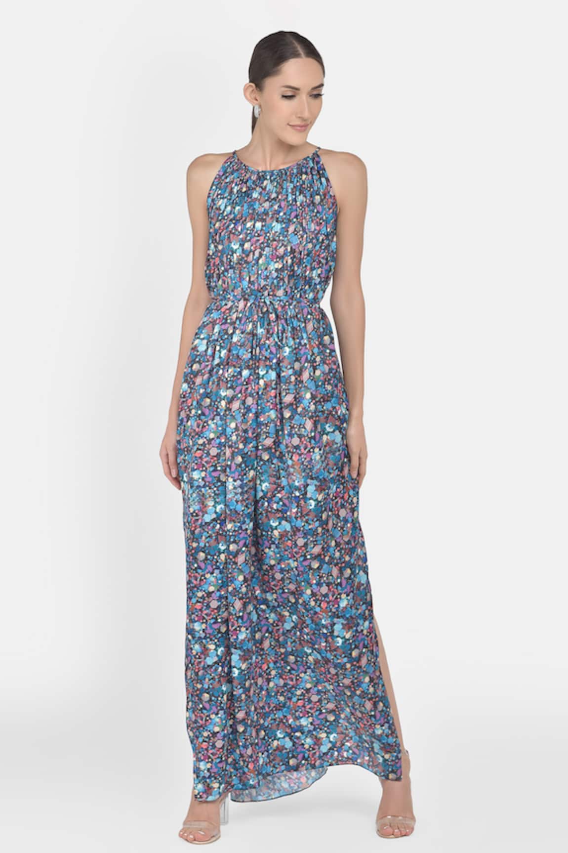 NA-KA Crepe Satin Printed Dress