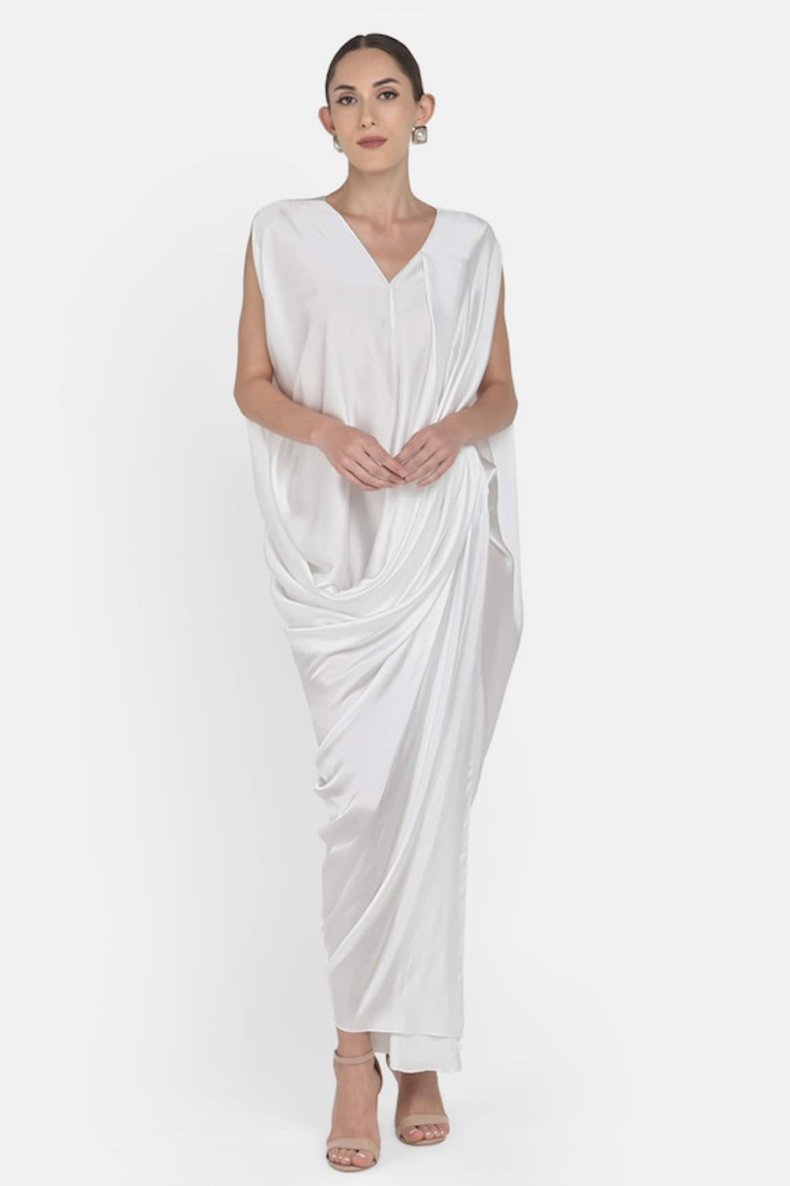 NA-KA Satin Draped Dress 