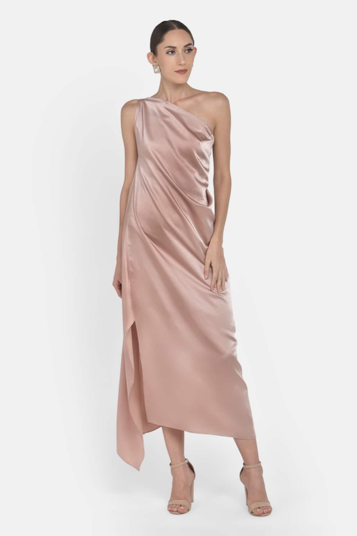 NA-KA Satin One Shoulder Dress