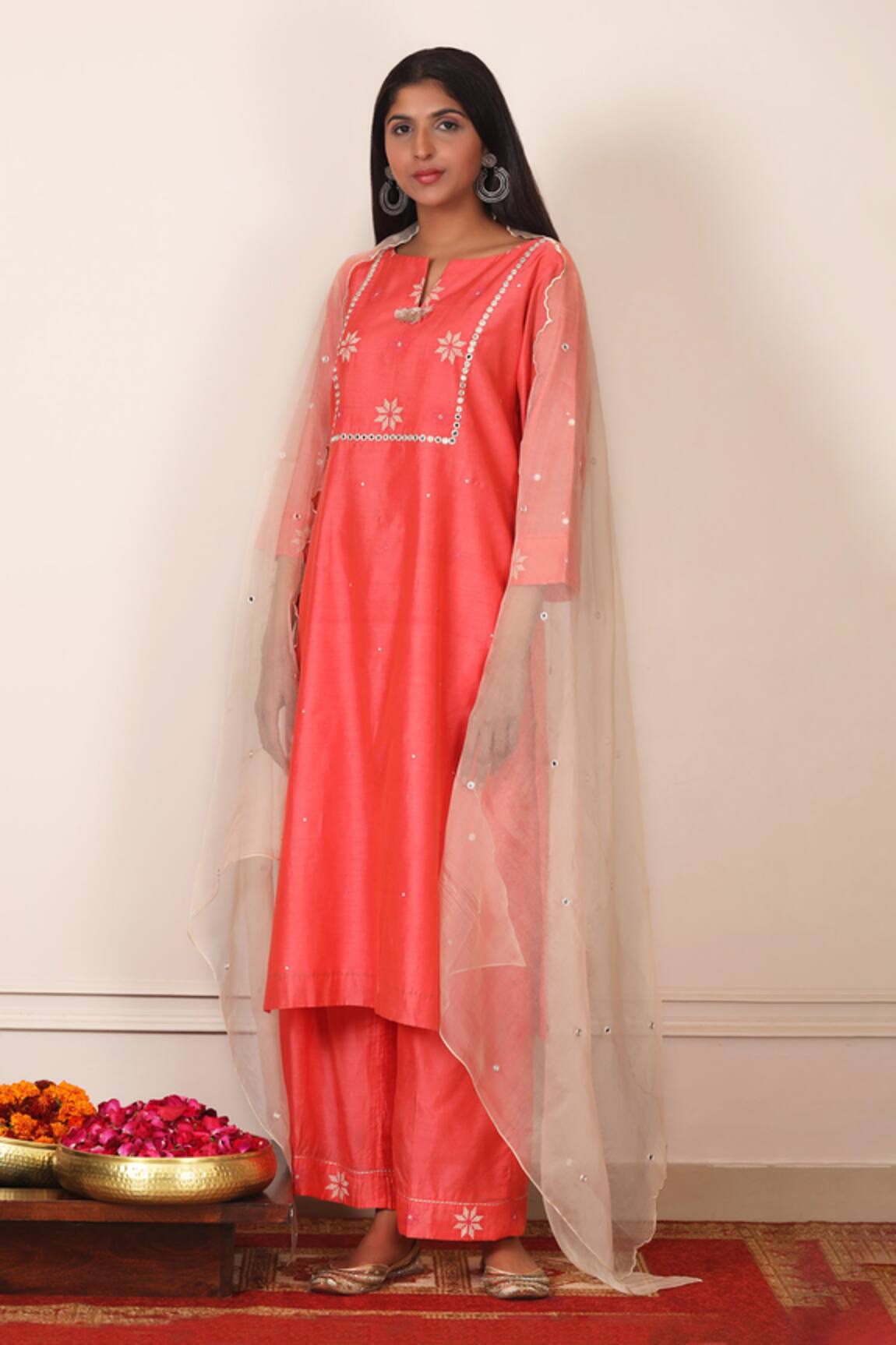 Pouli Pret Chanderi Embroidered Kurta Set 