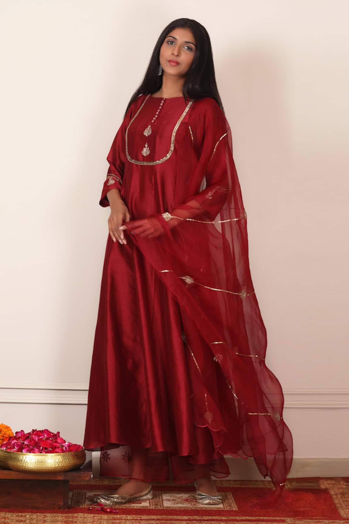 Pouli Pret Silk Chanderi Embroidered Anarkali Set 