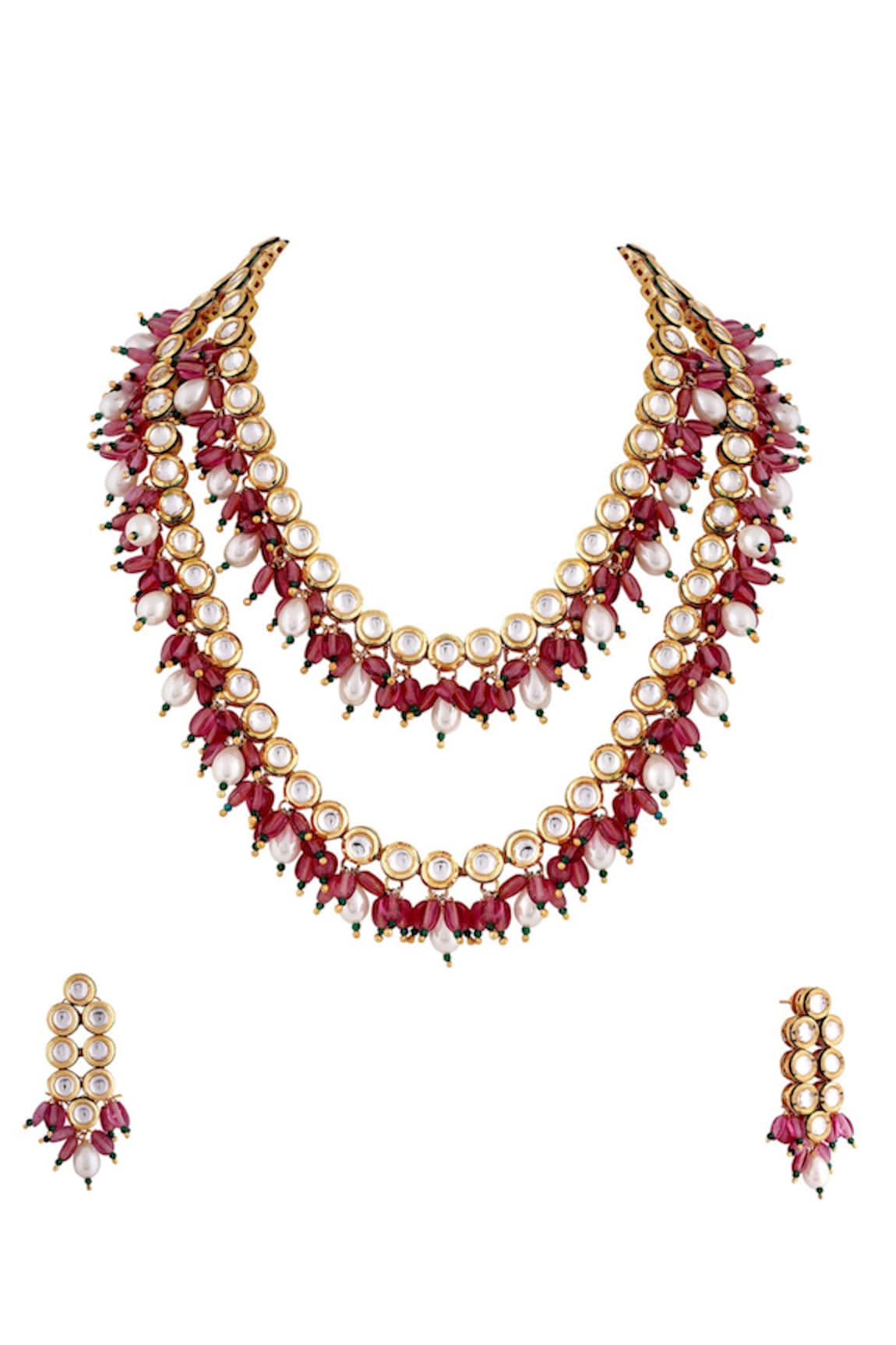 Anayah Jewellery Kundan Multi-Layered Bead Drop Necklace Set