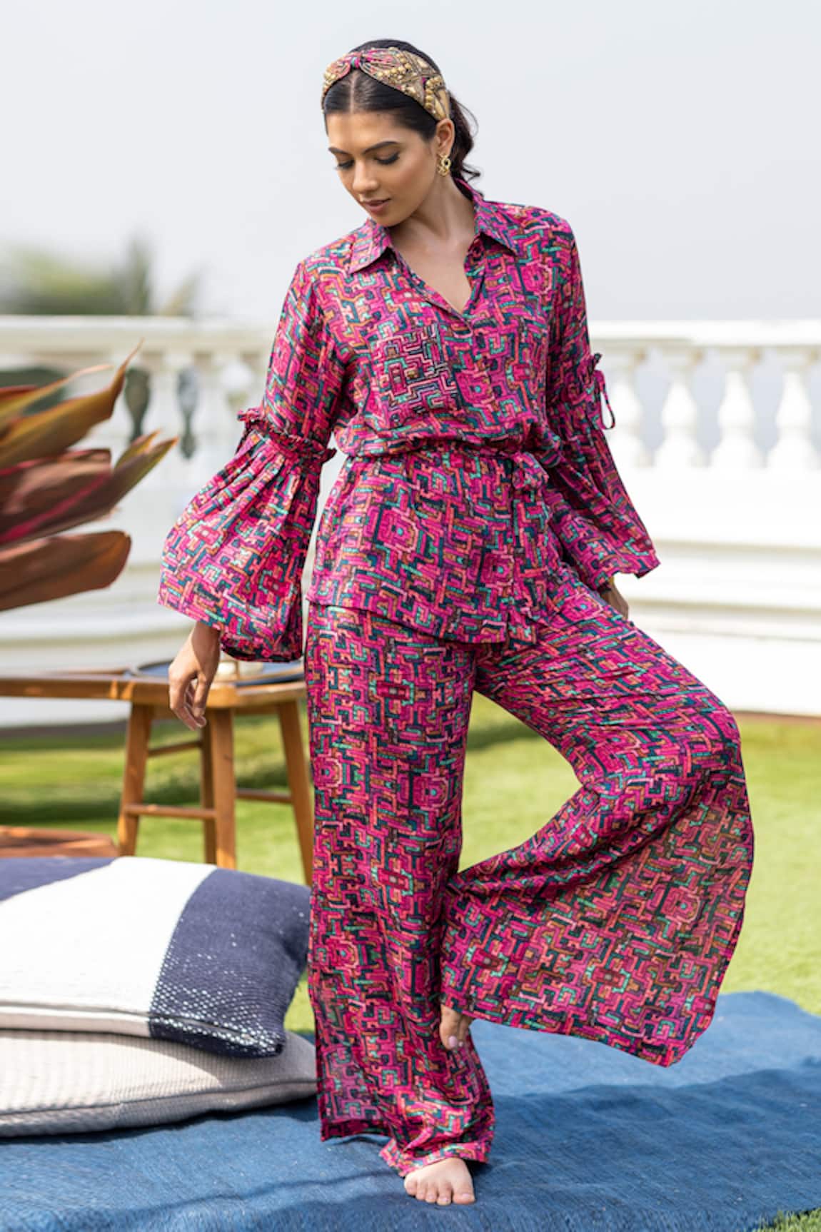 Mehak Murpana Flared Sleeve Printed Shirt 
