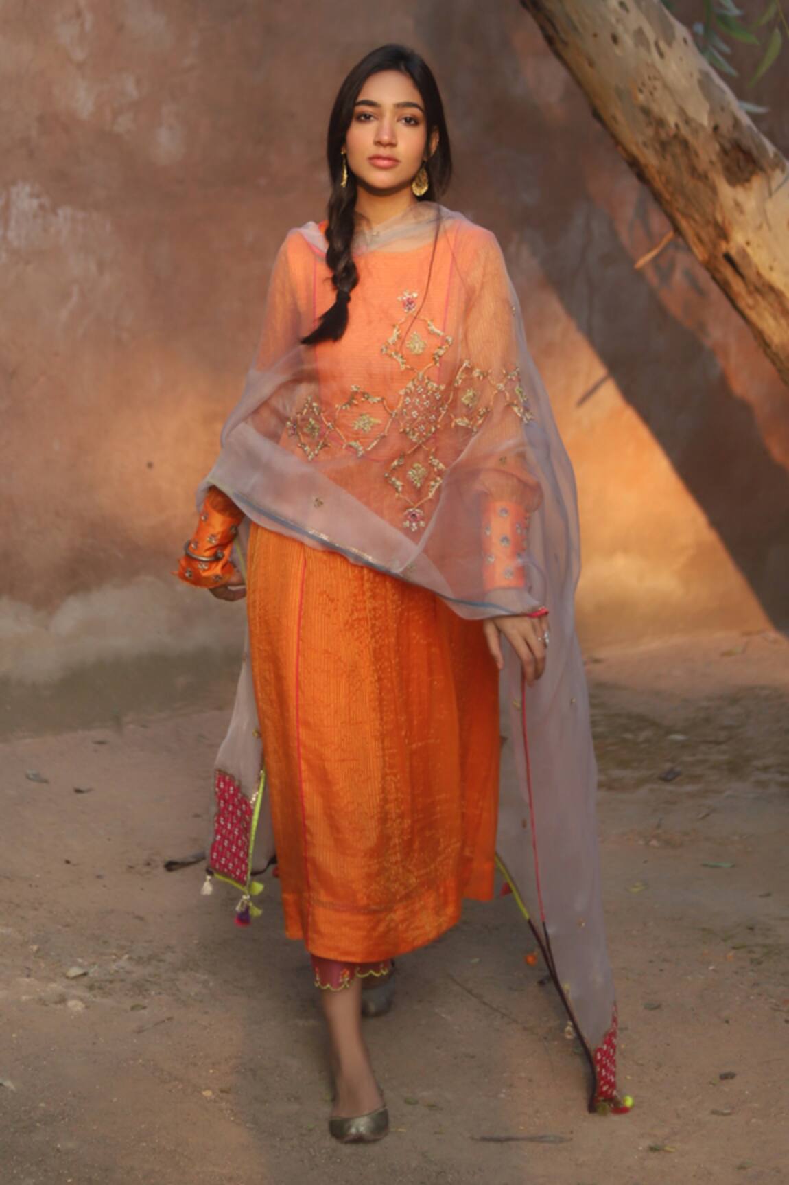 Rajiramniq Handwoven Chanderi Kurta Set 