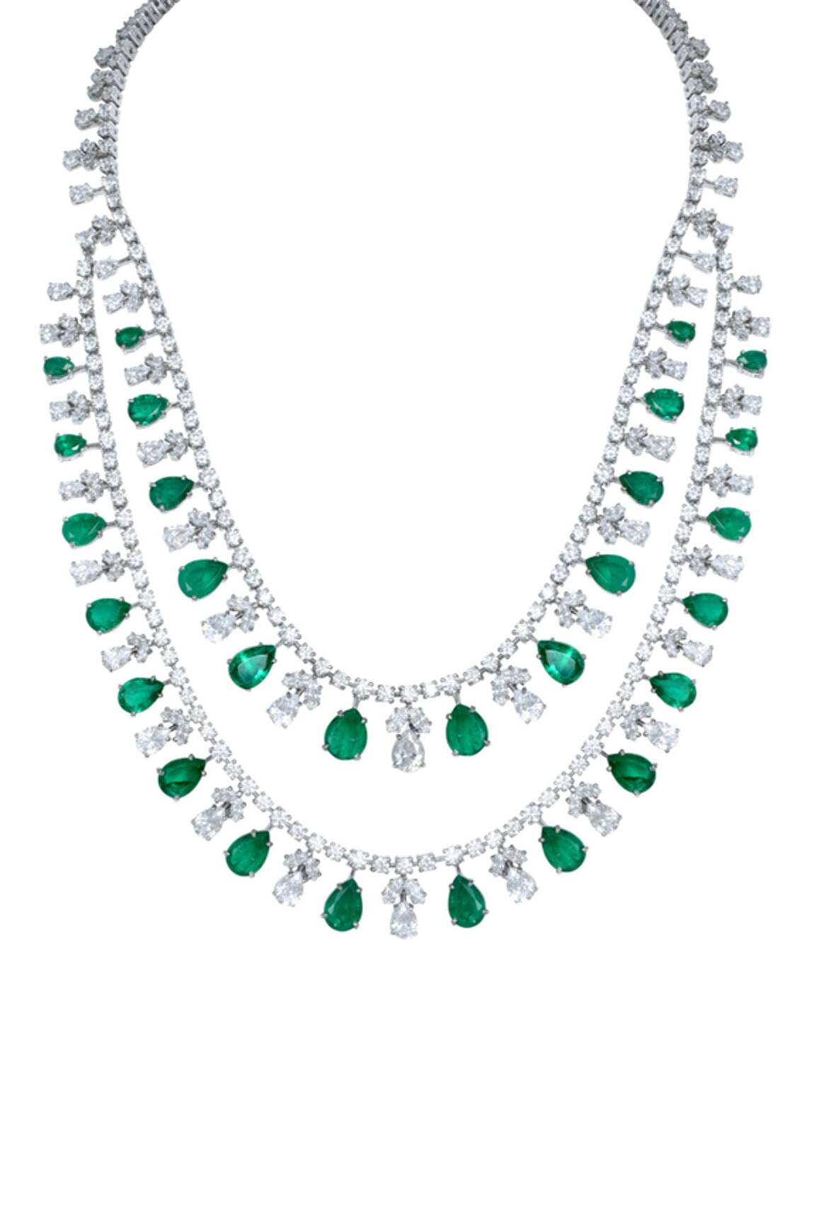 DIOSA PARIS JEWELLERY Layered Swarovski Zirconia Drop Necklace 