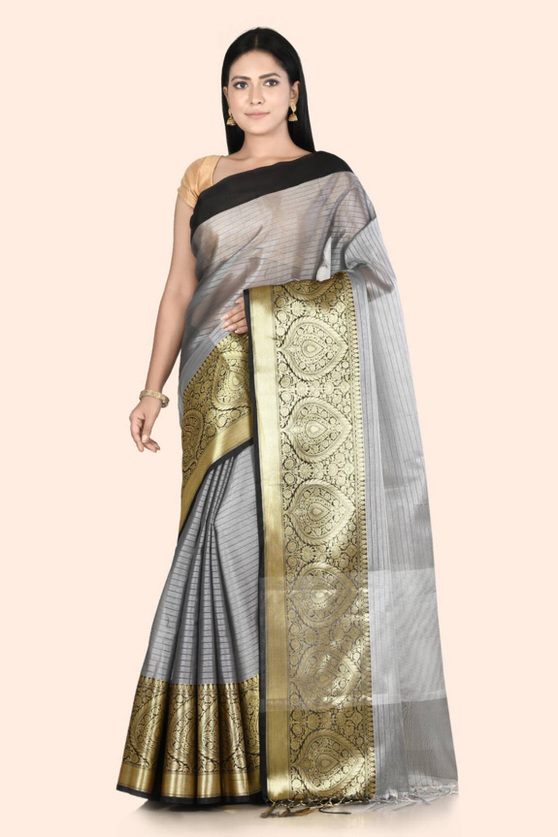Nazaakat by Samara Singh Banarasi Cotton Tissue Striped Saree
