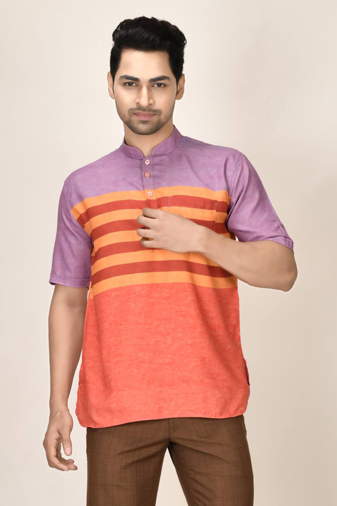 Aryavir Malhotra Striped Short Kurta