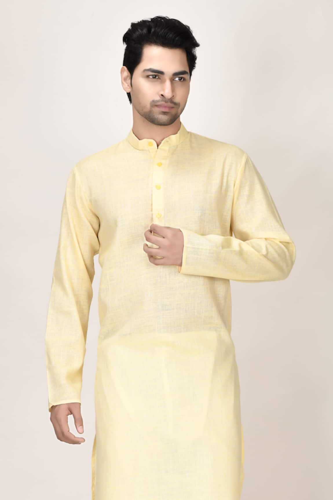 Aryavir Malhotra Cotton Linen Short Kurta