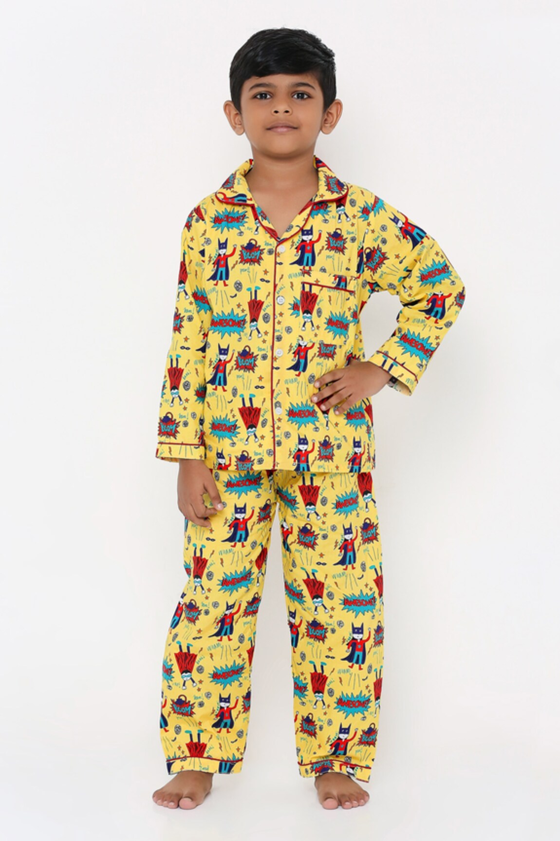 Knitting Doodles Superhero Print Night Suit