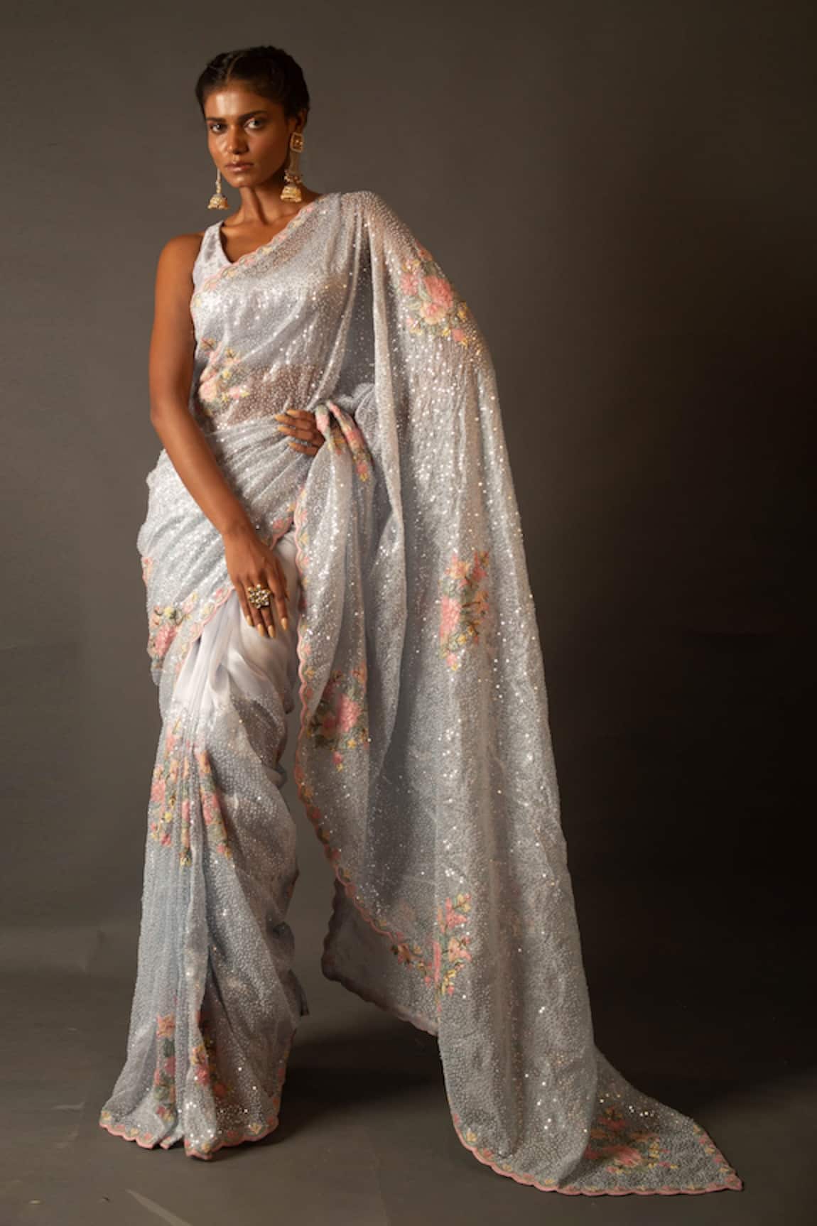 Aangan by Parul Organza Embroidered Saree & Blouse Set
