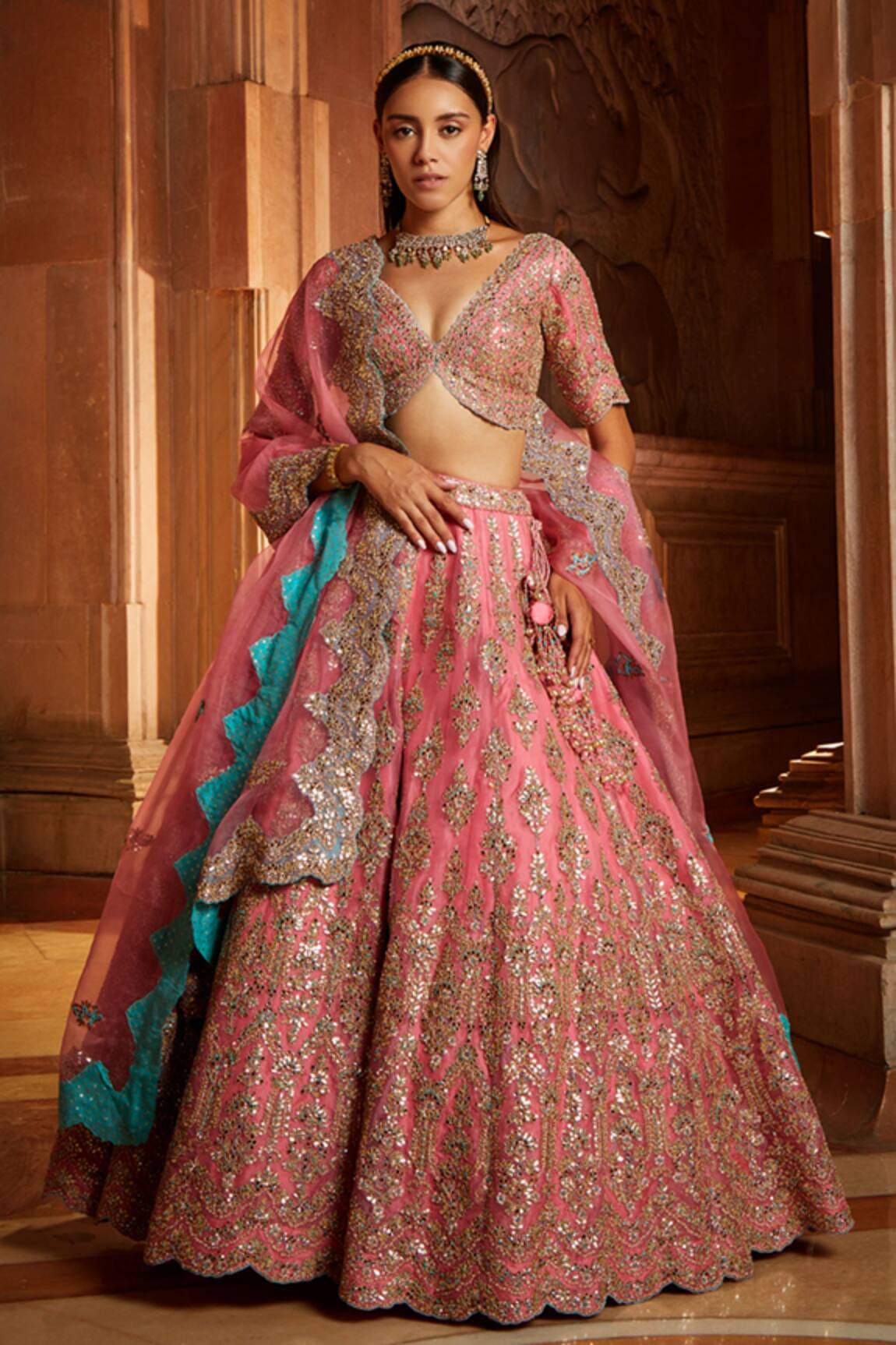 Nitika Gujral Floral Embroidered Bridal Lehenga Set