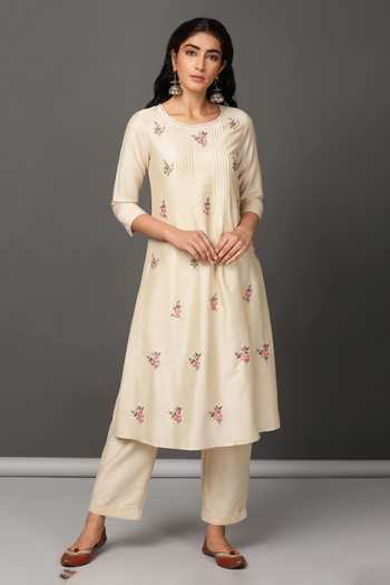 NUHH Embroidered Kurta & Pant Set 