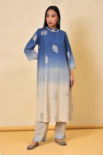 NUHH Leaf Embroidered Kurta & Pant Set 