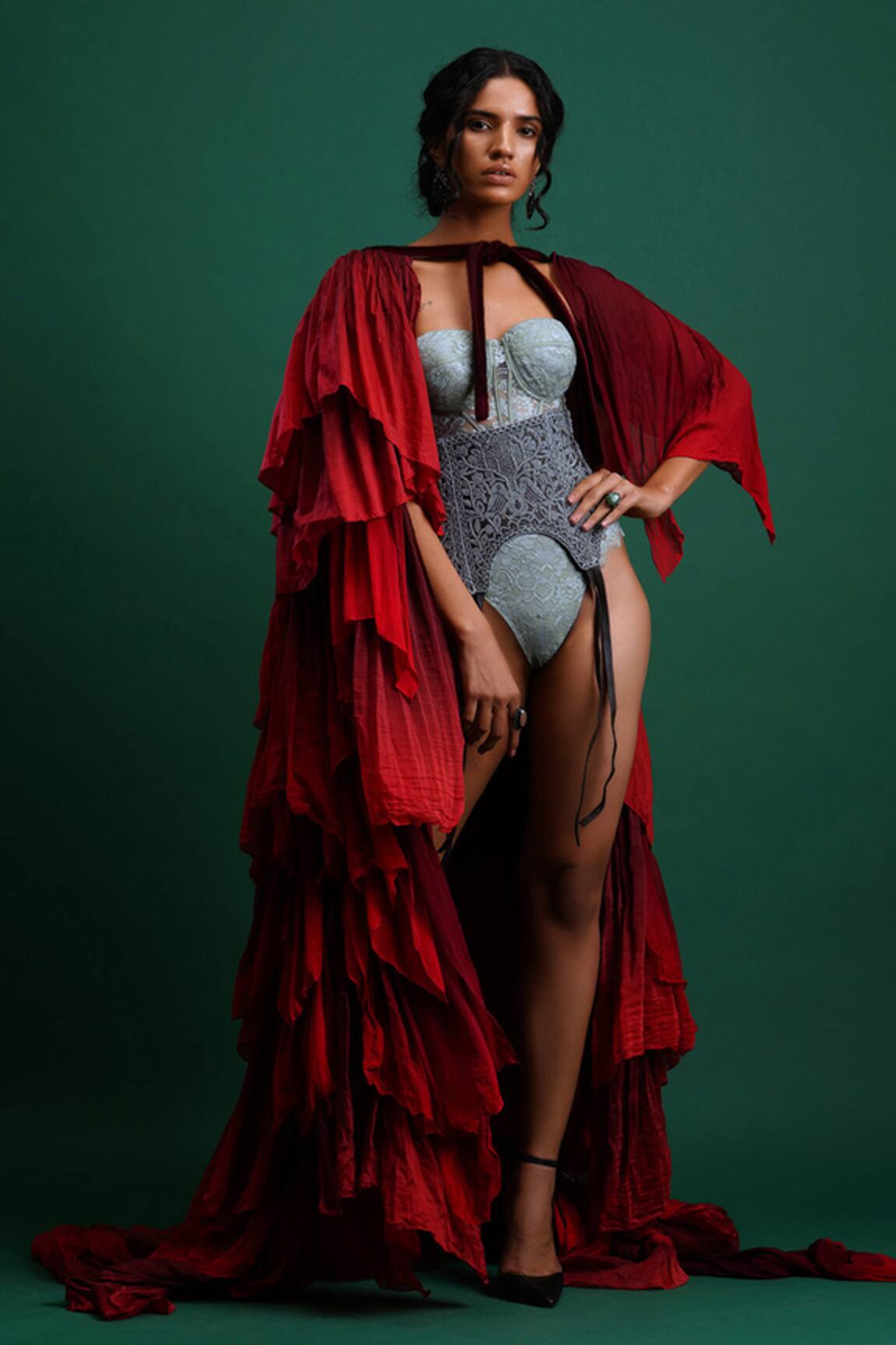 Nidhi Yasha Ruffle Cape 